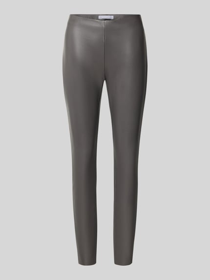 Skinny fit kunstleren broek met elastische band model 'RESA' Shop The Look MANNEQUINE
