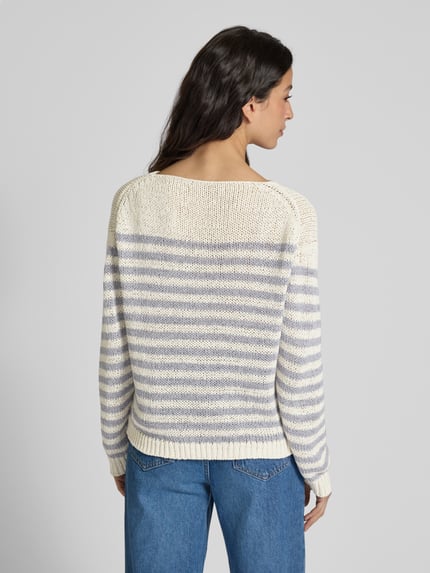 Marc O'Polo Comfort fit gebreide pullover van katoenmix Rookblauw - 5