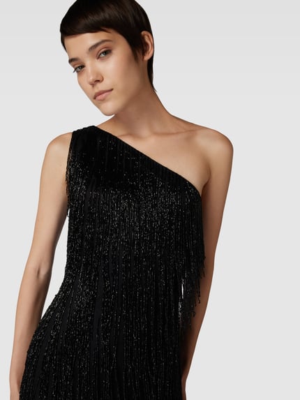 Lace & Beads Mini-jurk met one shoulder-band Zwart - 3