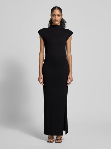 My Essential Wardrobe Maxi-jurk met opstaande kraag, model 'Giggo' Zwart - 4