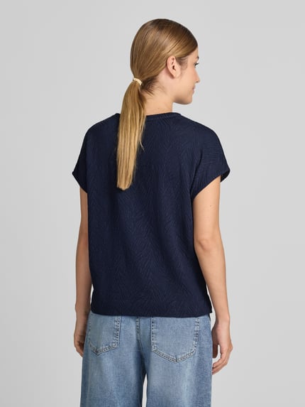 Christian Berg Woman t-shirt z fakturowanym wzorem i okrągłym dekoltem Ciemnoniebieski 5