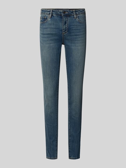 Produktfoto, Skinny Fit Jeans mit Viskose-Anteil von Armani Exchange in Mittelblau, 5-Pocket-Design, elastischer Baumwoll-Viskose-Mix