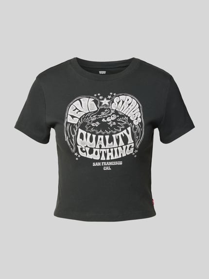 Levi's® T-shirt z prążkowanym okrągłym dekoltem Czarny 2