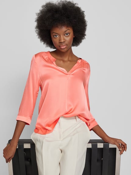 Milano Italy Bluse aus Viskose mit Tunikakragen Rosa 3