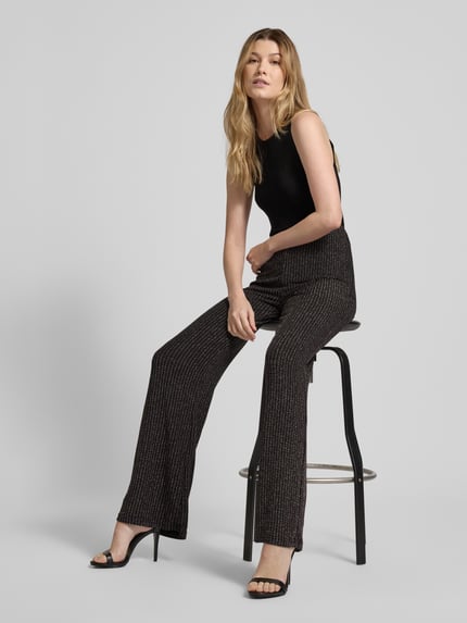 ICHI Flared Stoffhose mit Effektgarn Modell 'MAJANA' Black 1