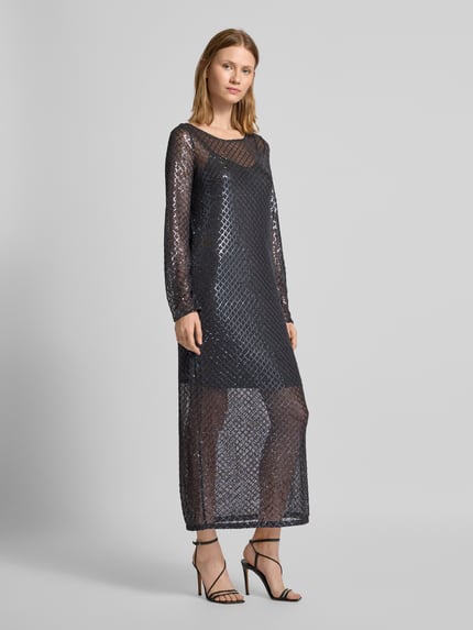VERO MODA Paillettenkleid mit Gitterkaro aus Pailletten auf Mesh Modell 'SAFINA Anthrazit 1