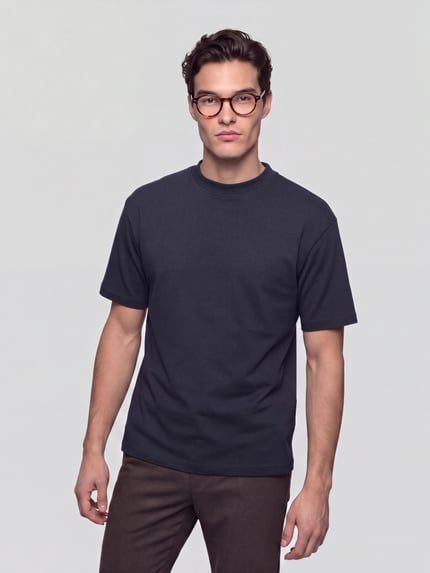 Selected Loose Fit T-Shirt mit Rundhalsausschnitt Modell 'OSCAR' Blau 4
