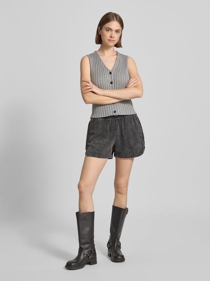 NOISY MAY® Regular Fit Jeansshorts mit elastischem Bund Modell 'OREGON' Anthrazit 1