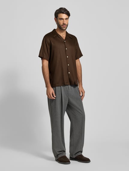 Selected Regular Fit Freizeithemd aus Lyocell-Leinen-Mix Modell 'REGNOA' Dunkelbraun 1