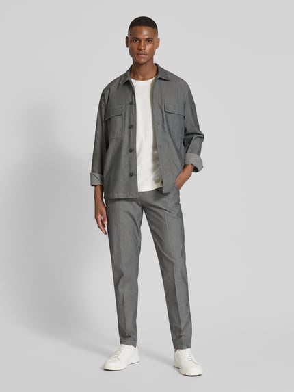 Marc O'Polo Tapered Anzughose aus Baumwoll-Mix Modell 'MOROT' Mittelgrau 1