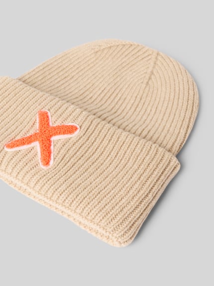 UNIO HAMBURG Mütze aus Schurwolle-Kaschmir-Mix mit Motiv-Stitching Beige 2