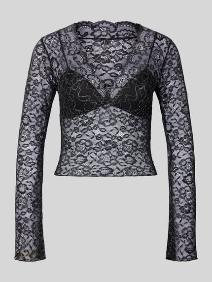 ONLY Regular Fit Blusentop mit Effektgarn-Muster Modell 'CHLOE' Black 2