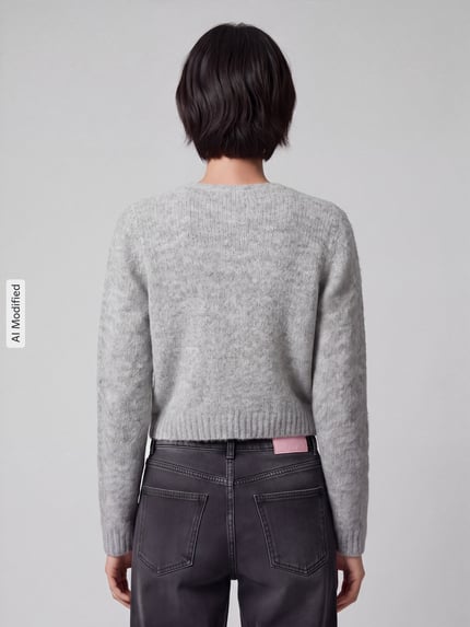 VERO MODA Regular Fit Strickjacke mit Woll-Anteil Modell 'NOVAH' Mittelgrau 5