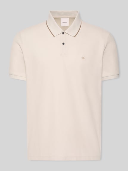CK Calvin Klein Poloshirt mit Logo Stitching aus reiner Baumwolle Offwhite 2