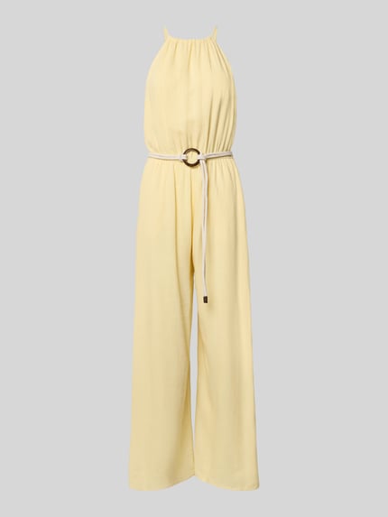 Apricot Jumpsuit aus Viskose-Mix mit Gürtel Hellgelb 2
