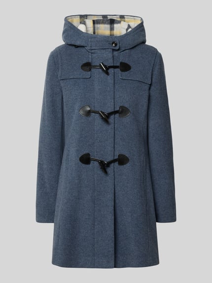 Produktfoto, blauer Regular Fit Dufflecoat aus Woll-Mix von Gil Bret, schwarze Knebelverschlüsse, glatte Textur, Damen Dufflecoat von Gil Bret