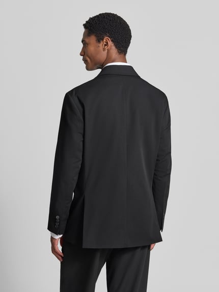Männermodel trägt schwarzes Relaxed Fit Sakko mit Viskose-Anteil Modell 'RELAXED-LIAM' von Selected, Rückansicht, Herren Sakko.