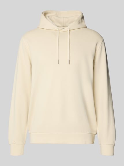 Produktfoto, Regular Fit Hoodie aus reiner Baumwolle von Marc O'Polo in Uni-Optik, cremefarben, mit Kapuze, Langarm, gerippten Abschlüssen