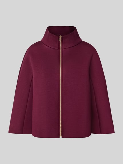 Produktfoto, Jacke aus Viskose-Mix mit Stehkragen von Rinascimento, lockere Passform, bordeauxrot, glatte Textur, goldener Reißverschluss