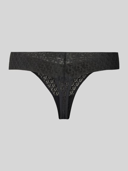 Calvin Klein Underwear String met kantgarnering Zwart - 3