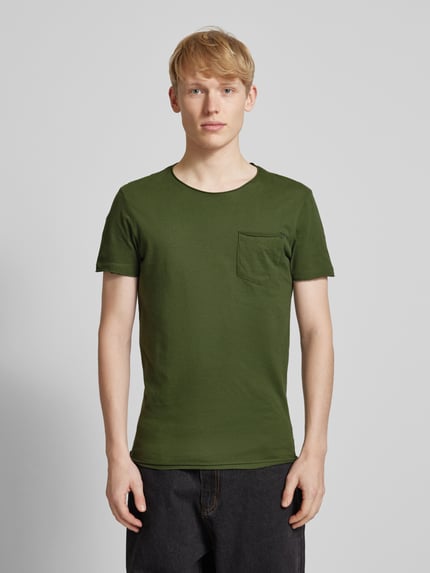 Blend T-shirt met ronde hals, model 'NOEL' Donkergroen - 4