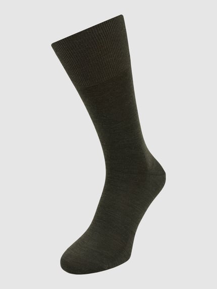 Produktfoto, Socken mit geripptem Abschluss von Falke, mieszanka żywej wełny i bawełny z dodatkiem streczu, dopasowany krój, prążkowane wykończenie.