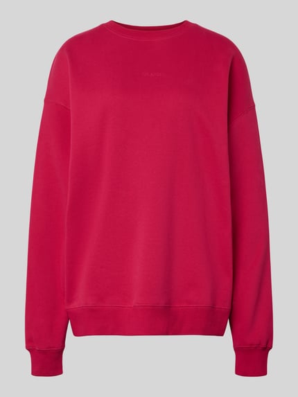 Produktfoto, Oversized Sweatshirt mit Logo-Stitching Modell 'Toast' von OH APRIL aus Baumwoll-Mix in Rot, Rundhalsausschnitt, elastische Abschlüsse