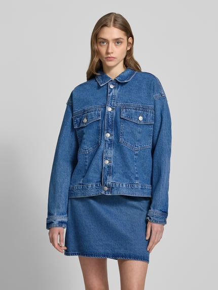 PIECES Comfort Fit Jeansjacke aus Baumwoll-Mix Modell 'ELMA' Blau 4