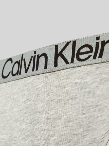 Vrouwenmodel draagt String met Label-Bund Modell 'MAX' van Calvin Klein Underwear, gewaxte katoen, aansluitende fit, detailopname.