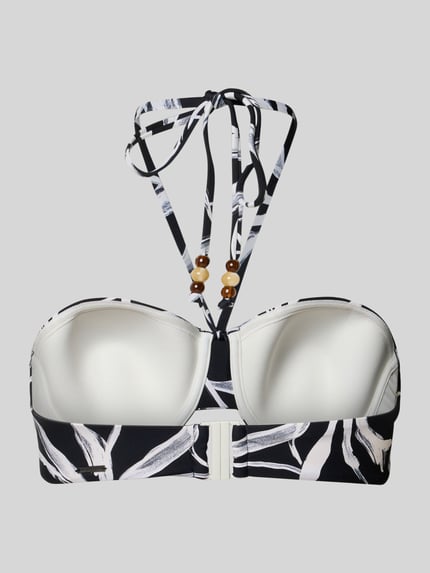 Produktfoto, Bikini-Oberteil mit floral Muster von Marc O'Polo, Mehrfarbig, Neckholder, Bügel, Vorgeformt, Gefüttert, Muster: Floral, Perlen, Label-Applikation, Klickverschluss, Materialverarbeitung: Stretch