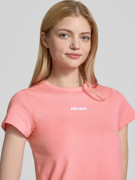 REVIEW T-Shirt mit Label-Print Pink 3