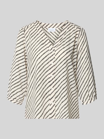 COMMA Relaxed fit Blouse met V-hals Offwhite - 2