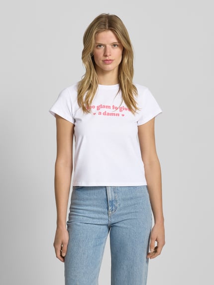 REVIEW T-Shirt mit Statement-Print und Rundhalsausschnitt Weiss 4