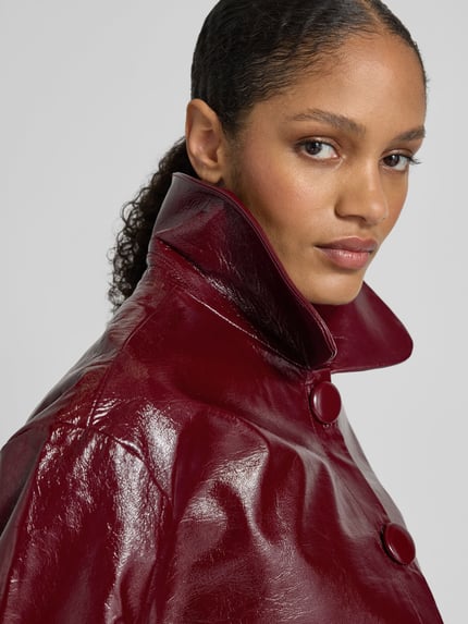 Self-Portrait Jacke in Leder-Optik Bordeaux 3