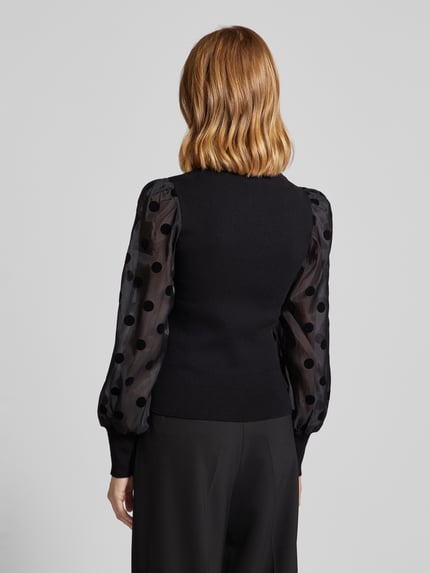 YAS slim fit blouse met ballonmouwen model 'DOTME' Zwart - 5