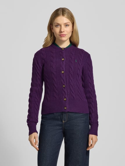 Polo Ralph Lauren Cardigan aus Wolle-Kaschmir-Mix mit Label-Stitching Purple 4