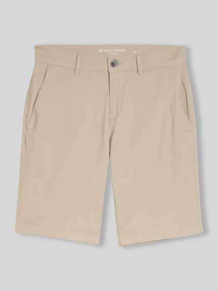 Tom Tailor Slim Fit Chinoshorts aus reiner Baumwolle Beige Melange 2