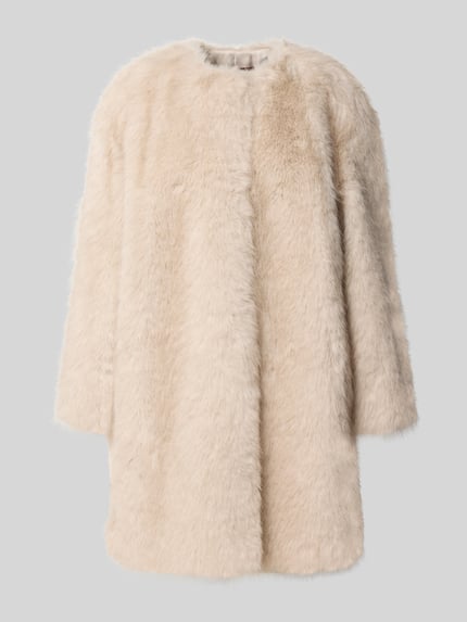 Max Mara Studio Regular Fit Webpelzmantel mit Viskose-Anteil Modell 'EROS' Beige 2