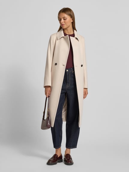 Max Mara Studio Regular Fit Robenmantel aus reiner Schurwolle Modell 'BCOLLAG' Beige 1