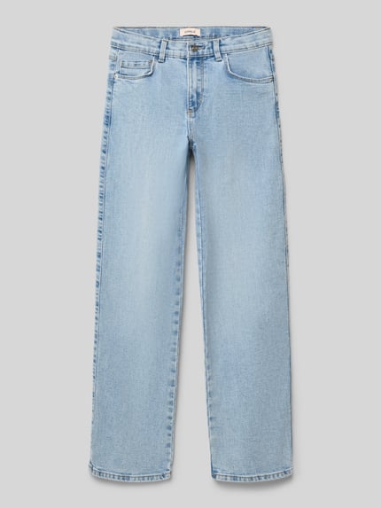 Produktfoto, Loose Fit Jeans aus Baumwoll-Mix mit Viskose-Anteil Modell 'BLAIR' von Only, helle Denimoptik, Twill-Struktur, 5-Pocket-Design, Label-Prägung