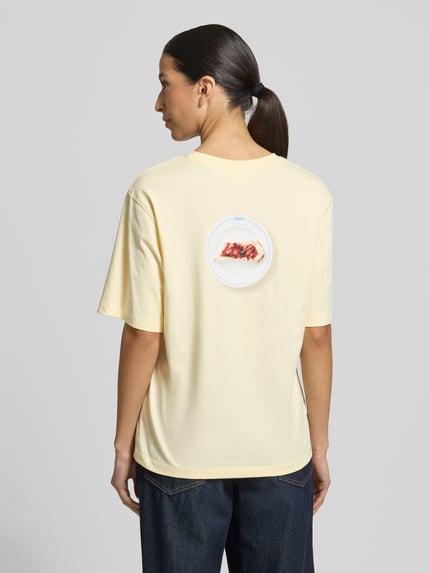 Selected krój regular fit t-shirt z czystej bawełny model 'VIGGA' Jasnożółty 5