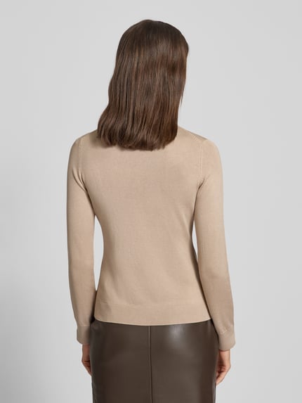 COMMA Slim Fit Rollkragenpullover mit gerippten Abschlüssen Taupe 5