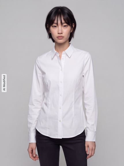 Tom Tailor Regular Fit Langarmbluse aus Baumwoll-Mix Weiss 4