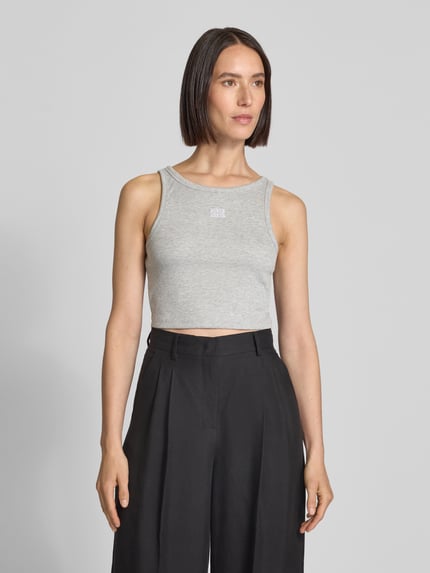 Gestuz Korte top met labelstitching, model 'drew' Lichtgrijs - 4