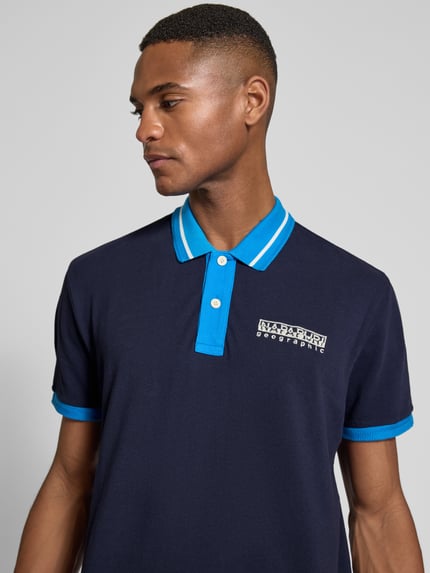 Napapijri Regular fit poloshirt met labelstitching, model 'E-MURLO' Marineblauw - 3