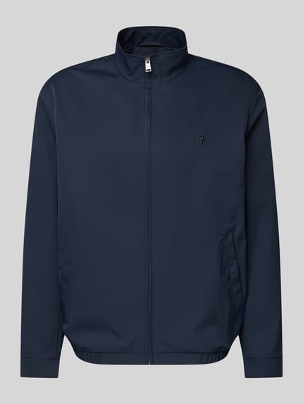 Produktfoto, donkerblauwe regular fit blouson met gestikt logo Regular Fit Blouson mit Logo-Stitching Modell 'H-CARVO' van BOSS voor heren, effen oppervlak