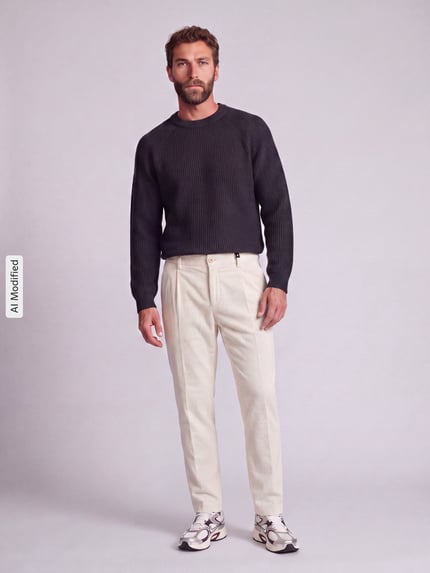 Strellson relaxed fit corduroy broek van katoenmix model 'Lui_2V-D' Offwhite - 1