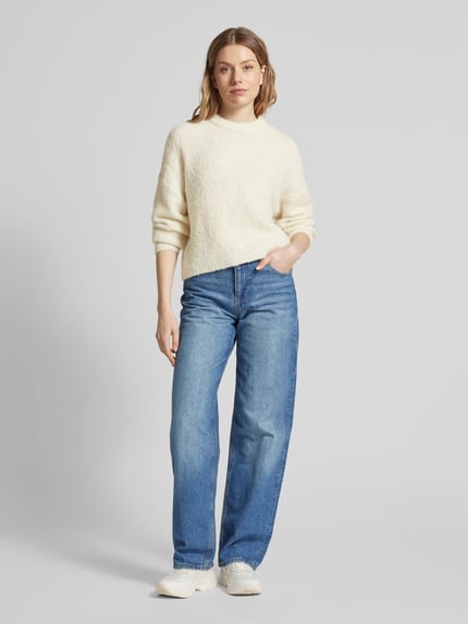 PIECES Regular Fit Strickpullover mit Wollanteil Modell 'NATHERINE' Offwhite 1