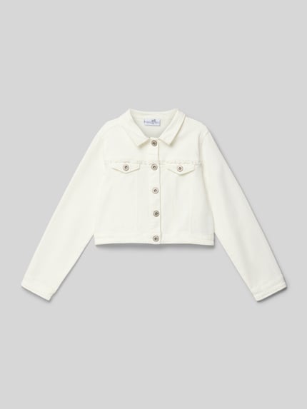 Happy Girls Regular Fit Jeansjacke mit Spitzenbesatz Ecru 1