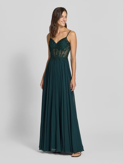 LUXUAR FASHION Corsagenkleid mit Stitchings und V-Ausschnitt Dunkelblau 1
